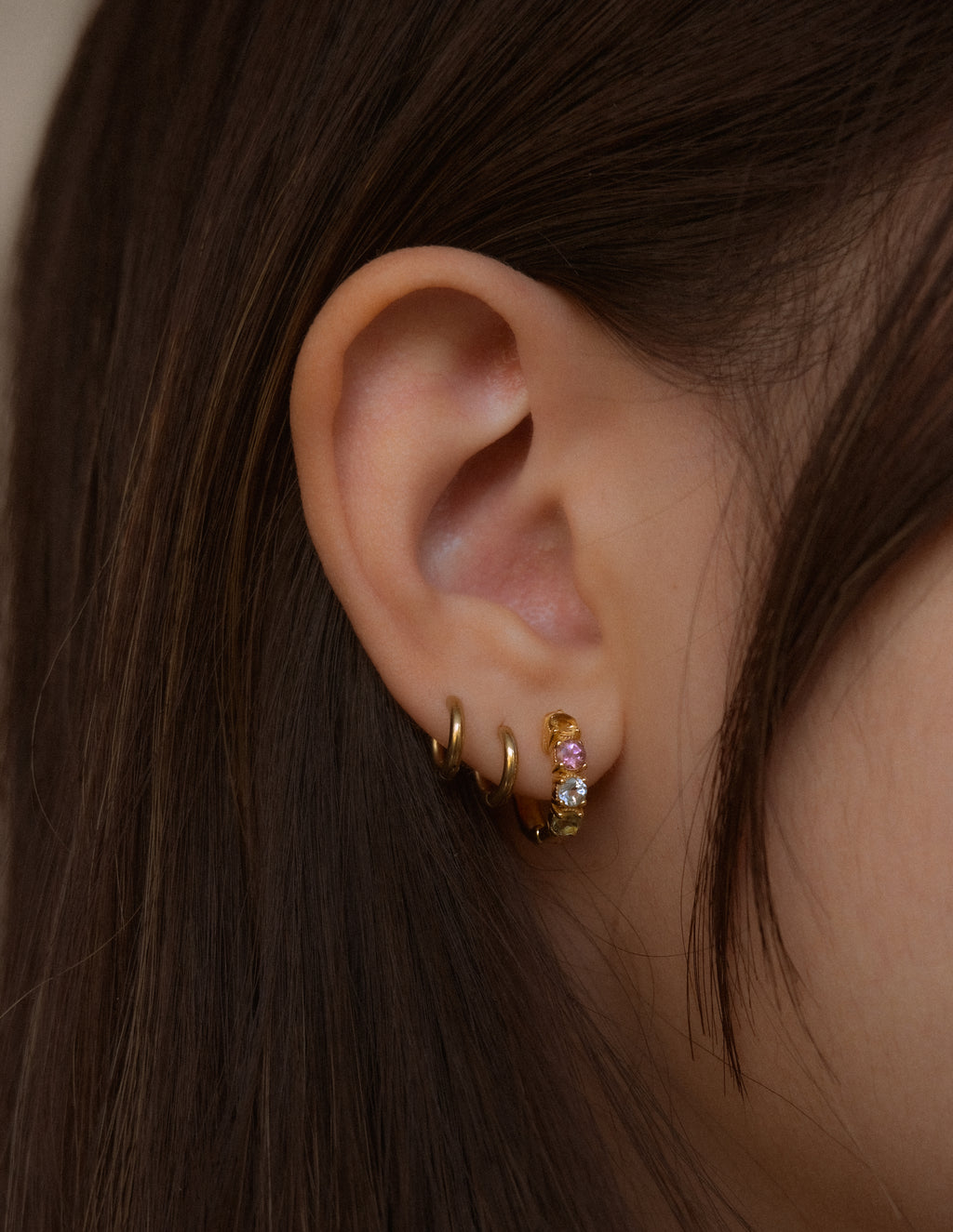 Tourmaline Huggie Hoops in Gold