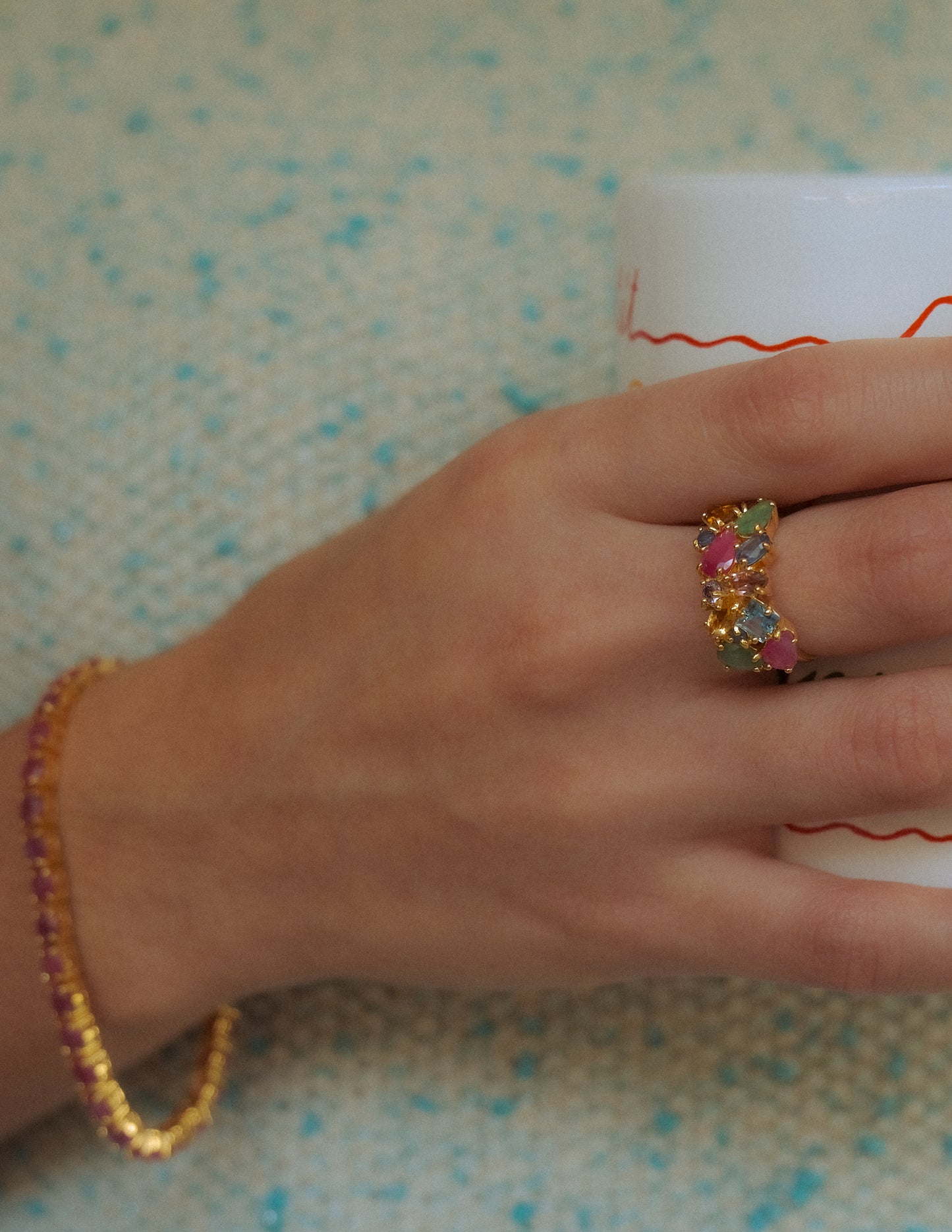 Gem Cocktail Ring in Gold