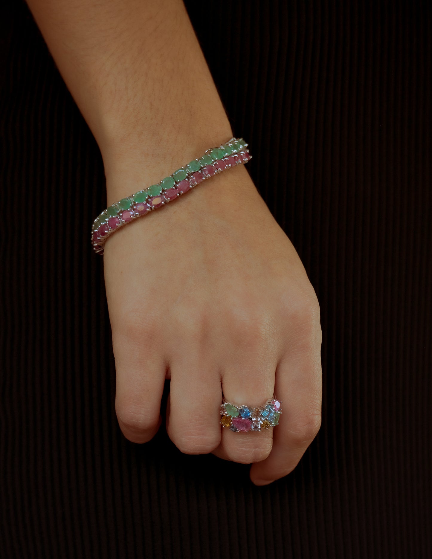 Emerald Tennis Bracelet in Silver