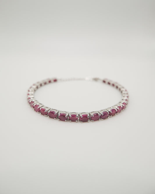 Ruby Tennis Bracelet in Silver