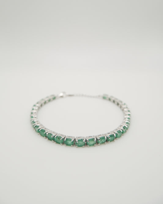 Emerald Tennis Bracelet in Silver