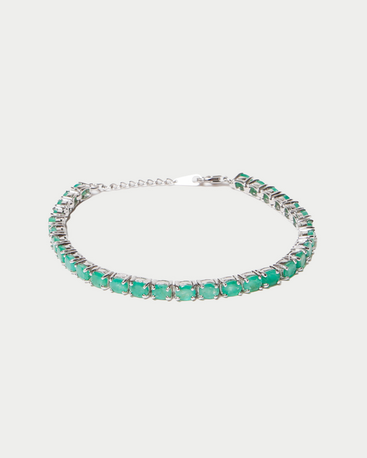 Emerald Tennis Bracelet in Silver