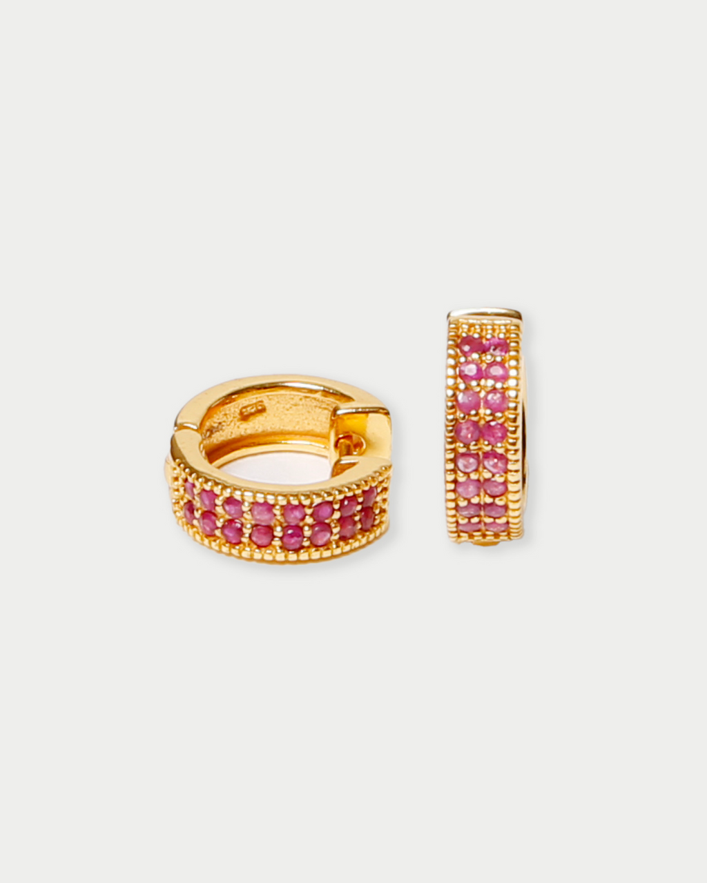 Ruby Hoops in Gold