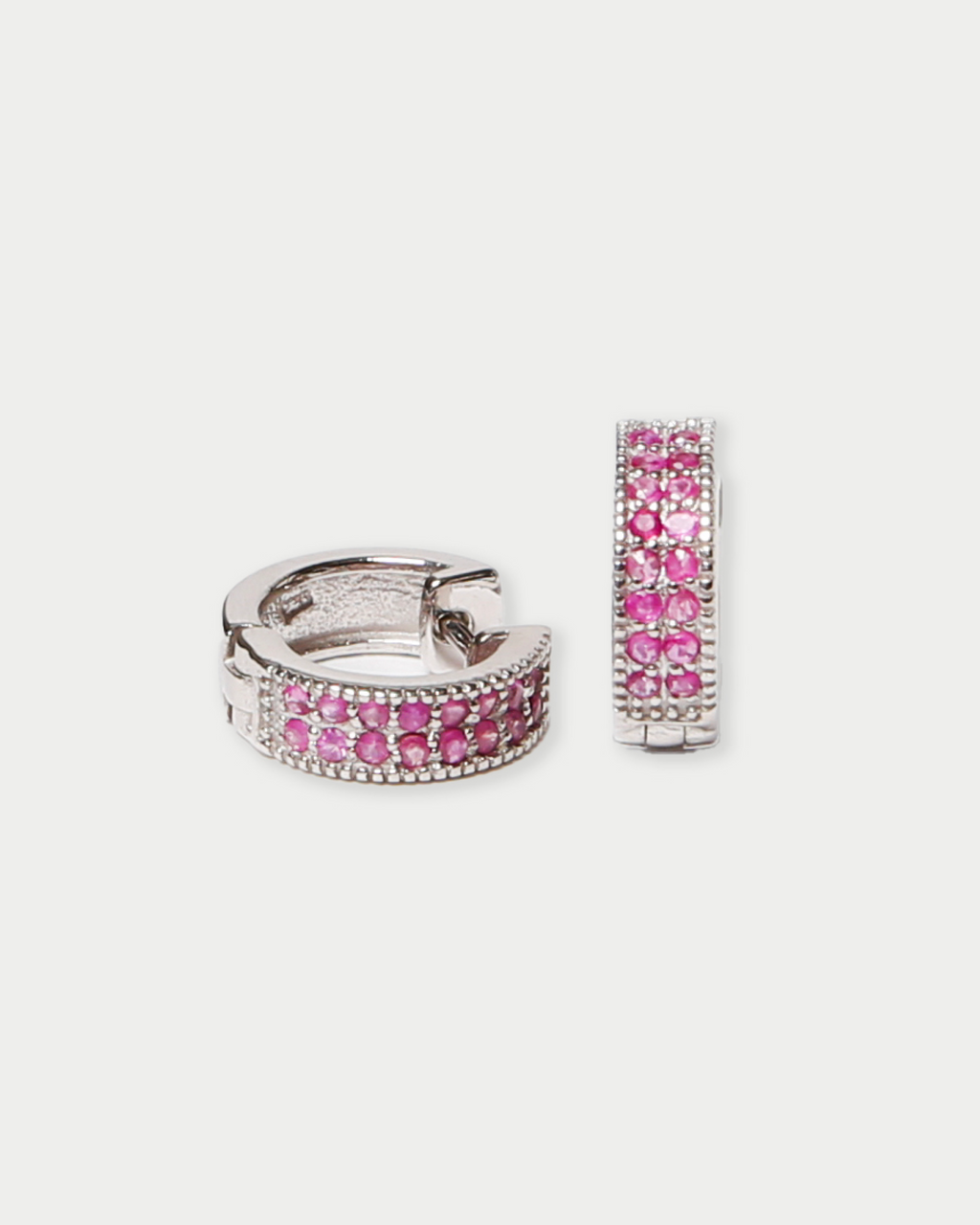 Ruby Hoops in Silver