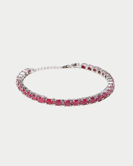 Ruby Tennis Bracelet in Silver