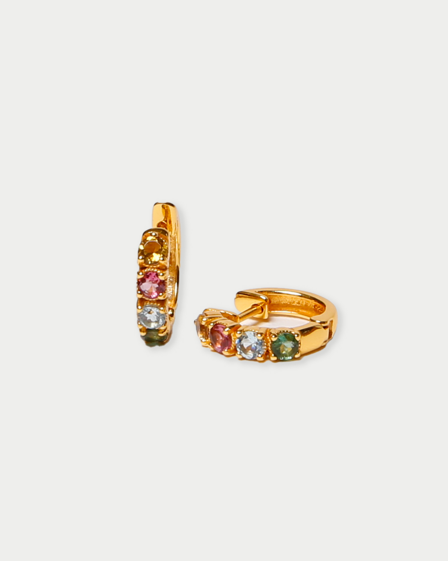Tourmaline Huggie Hoops in Gold