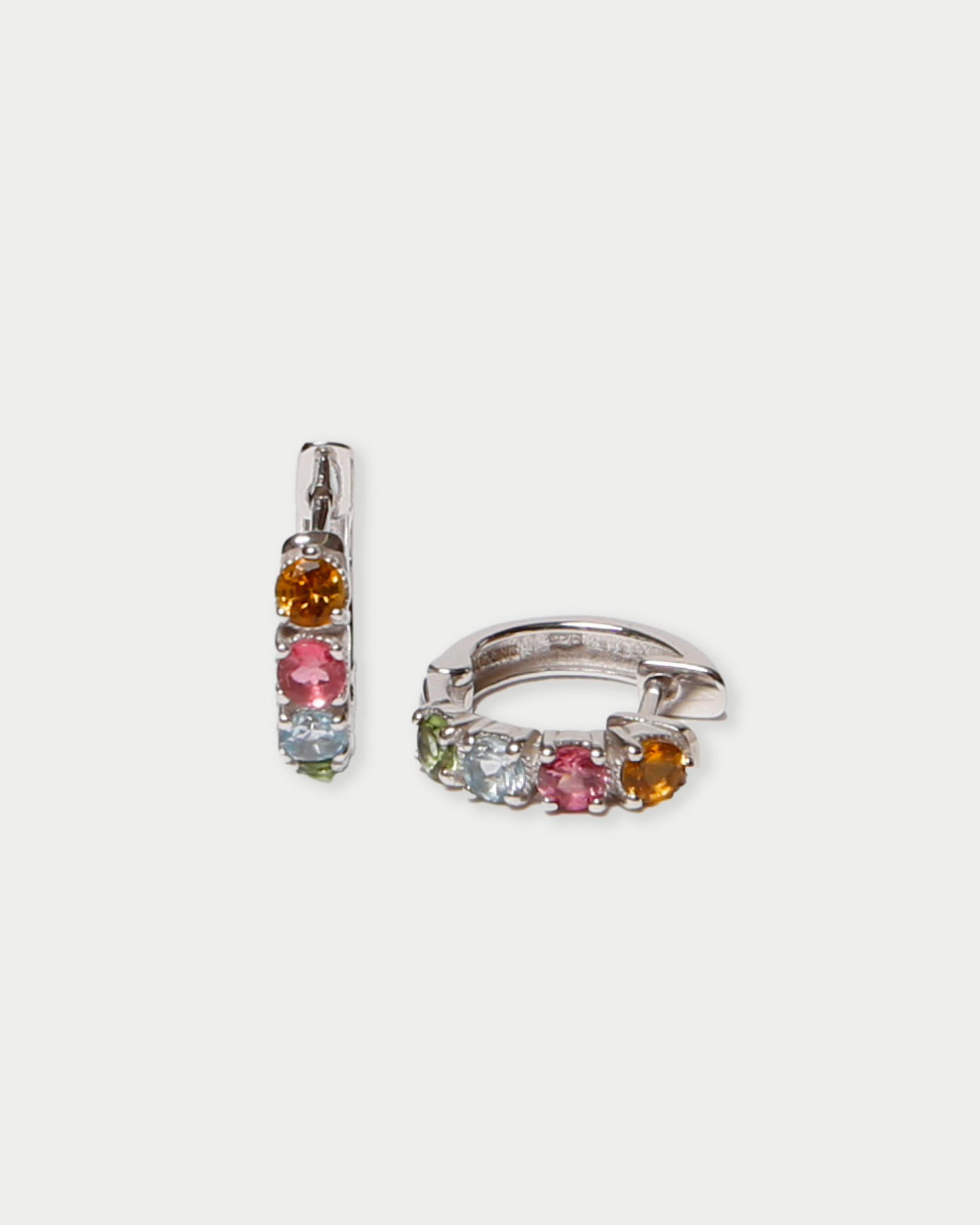 Tourmaline Huggie Hoops in Silver